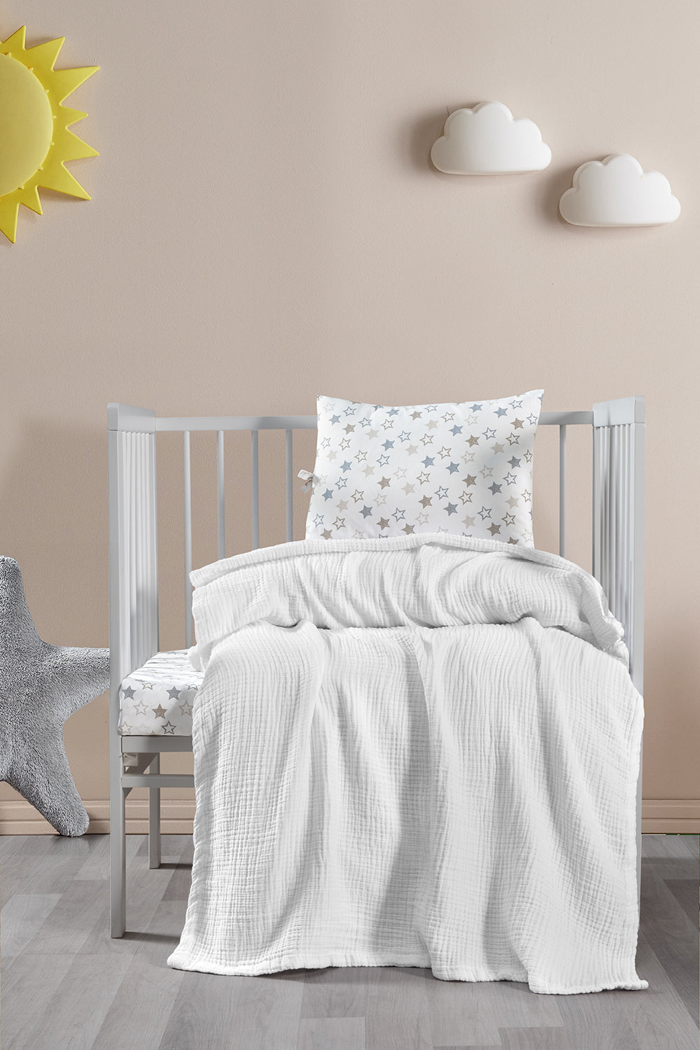 Sabia %100 Pamuk Bebek Nevresim Seti | 3’lü Set – Çarşaf, Yastık, Müslin Battaniye