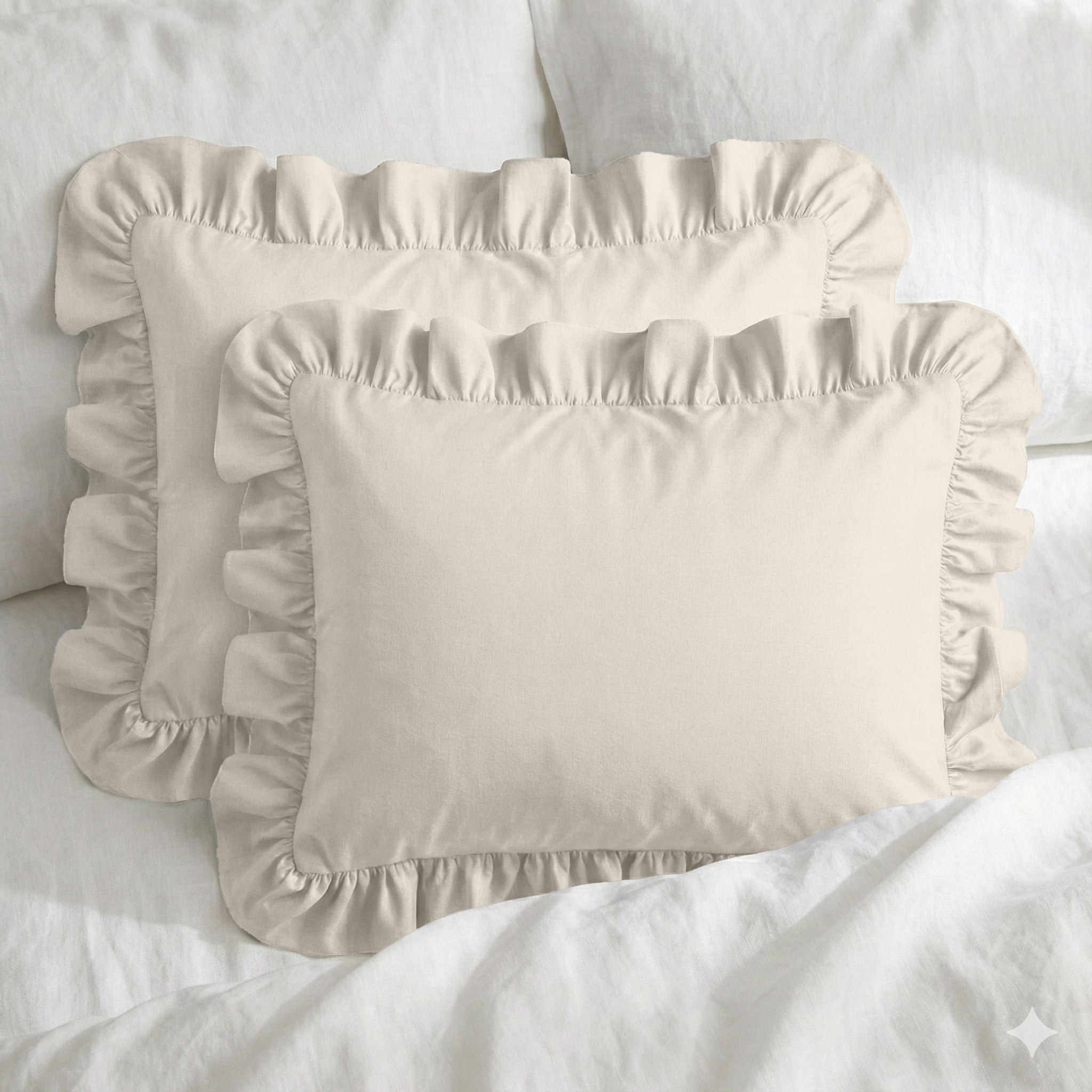 Sabia %100 Pamuk Fırfırlı Yastık Kılıfı Seti - 50x60 cm