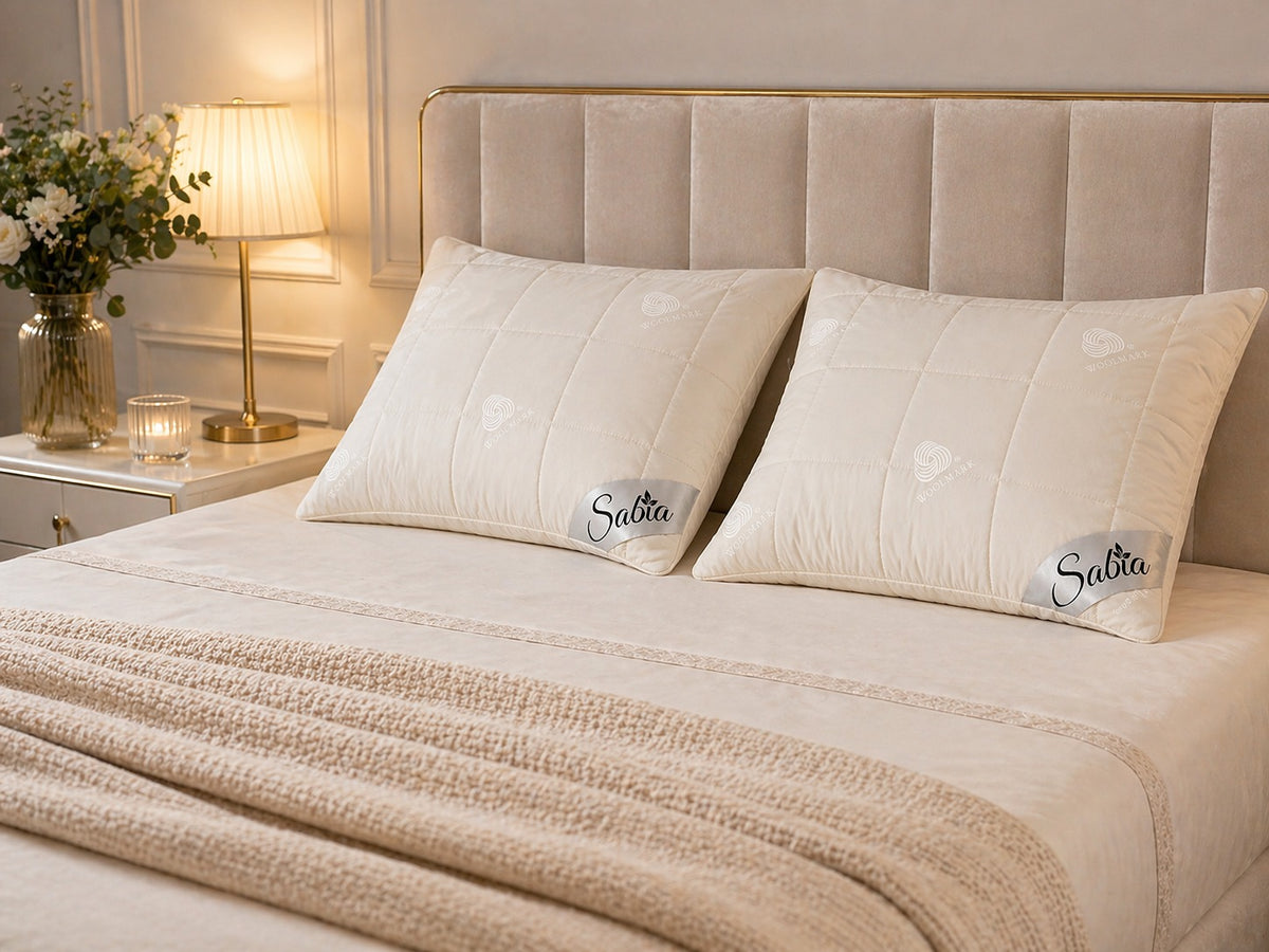 Sabia Woolmark Sertifikalı %100 Yün Yastık Alezi 50x70 cm | Doğal Isı Dengeli Antialerjik Yastık Koruyucu