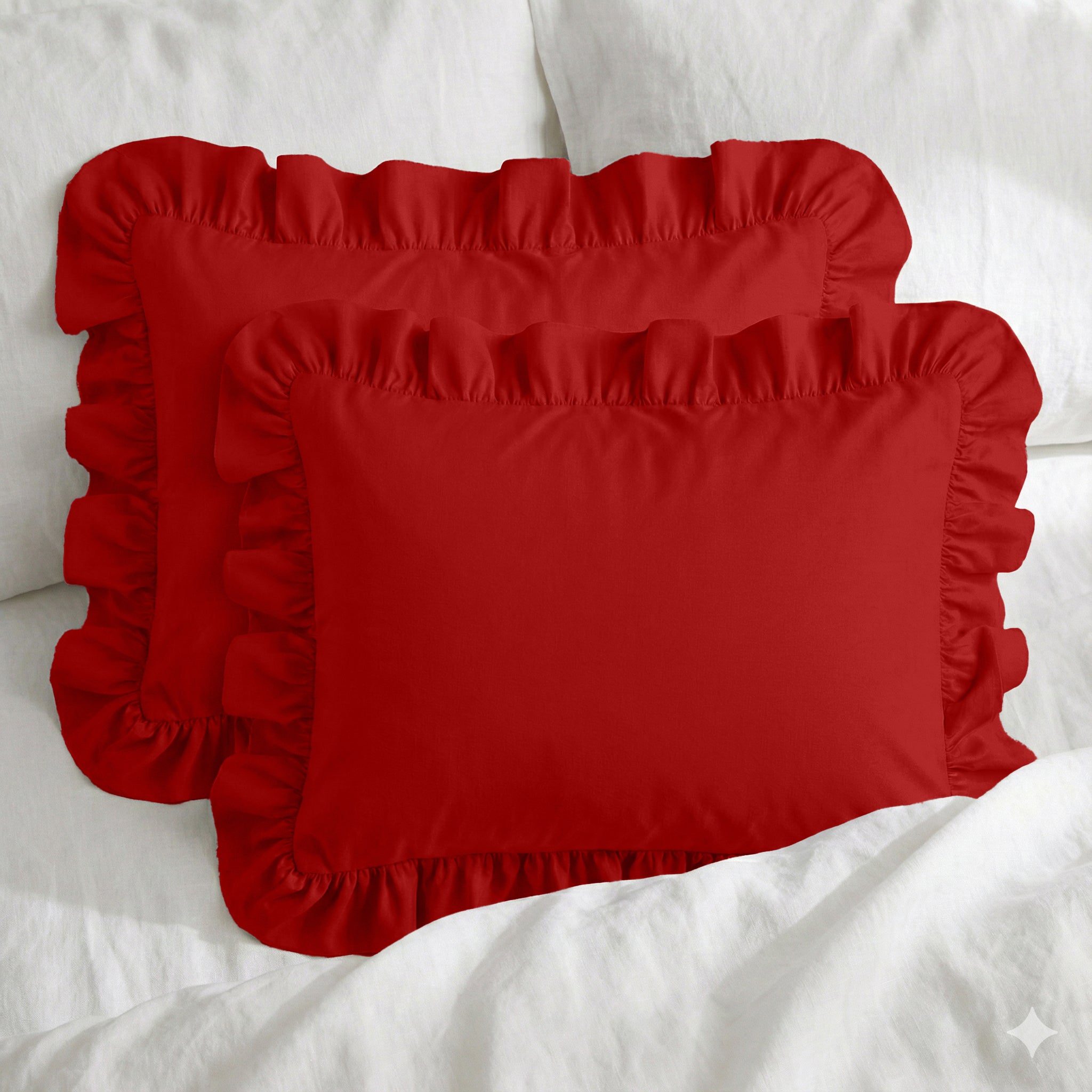 Sabia %100 Pamuk Fırfırlı Yastık Kılıfı Seti - 50x60 cm