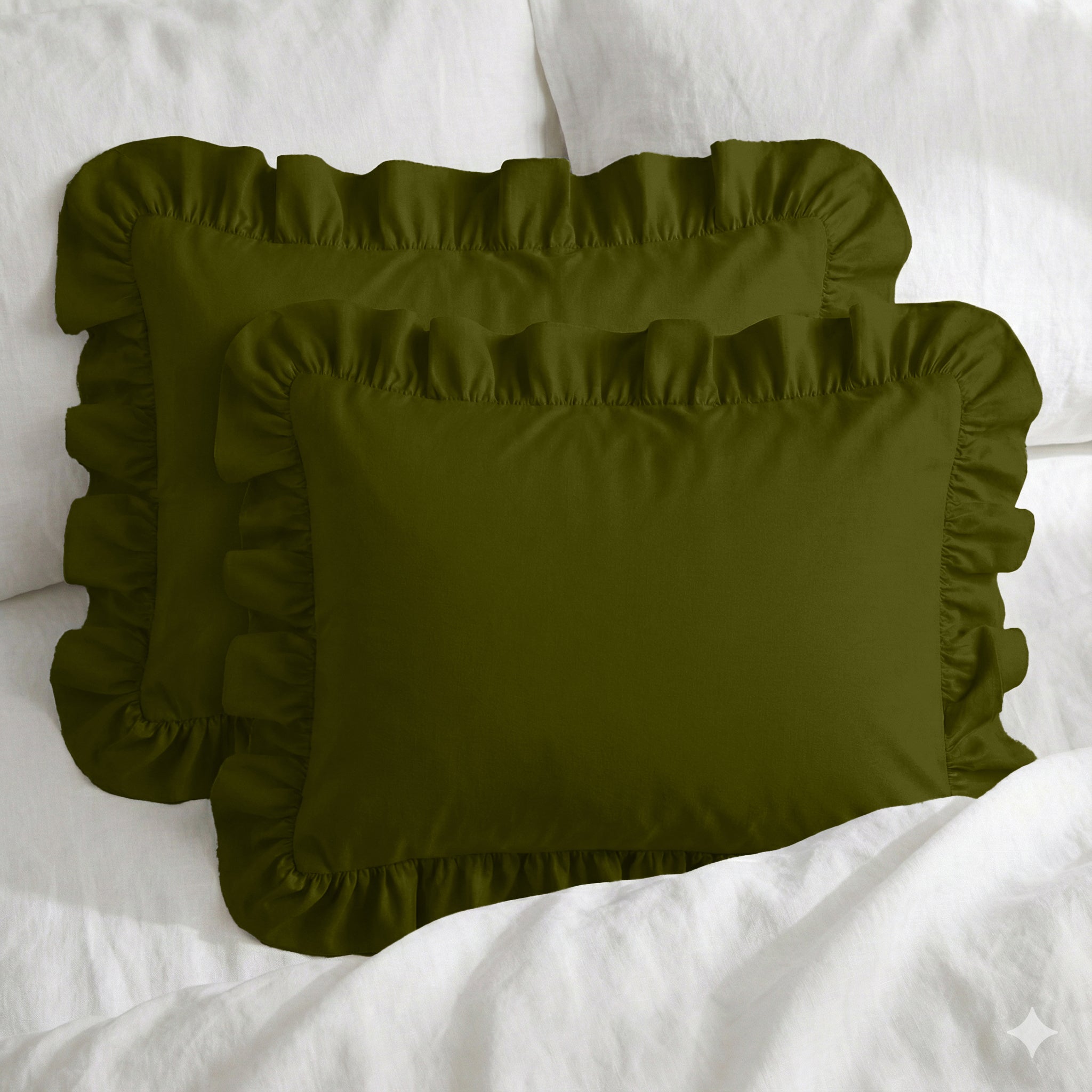 Sabia %100 Pamuk Fırfırlı Yastık Kılıfı Seti - 50x60 cm