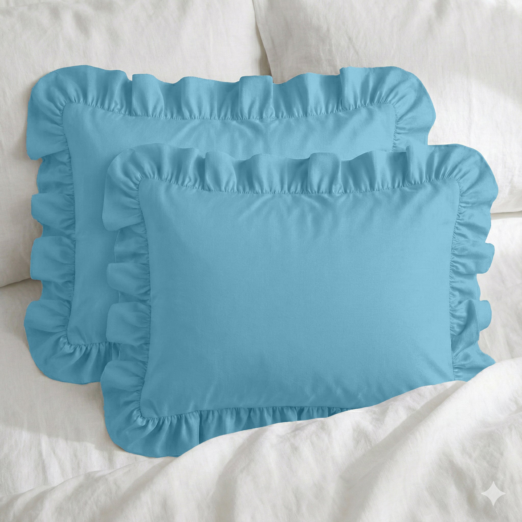 Sabia %100 Pamuk Fırfırlı Yastık Kılıfı Seti - 50x60 cm