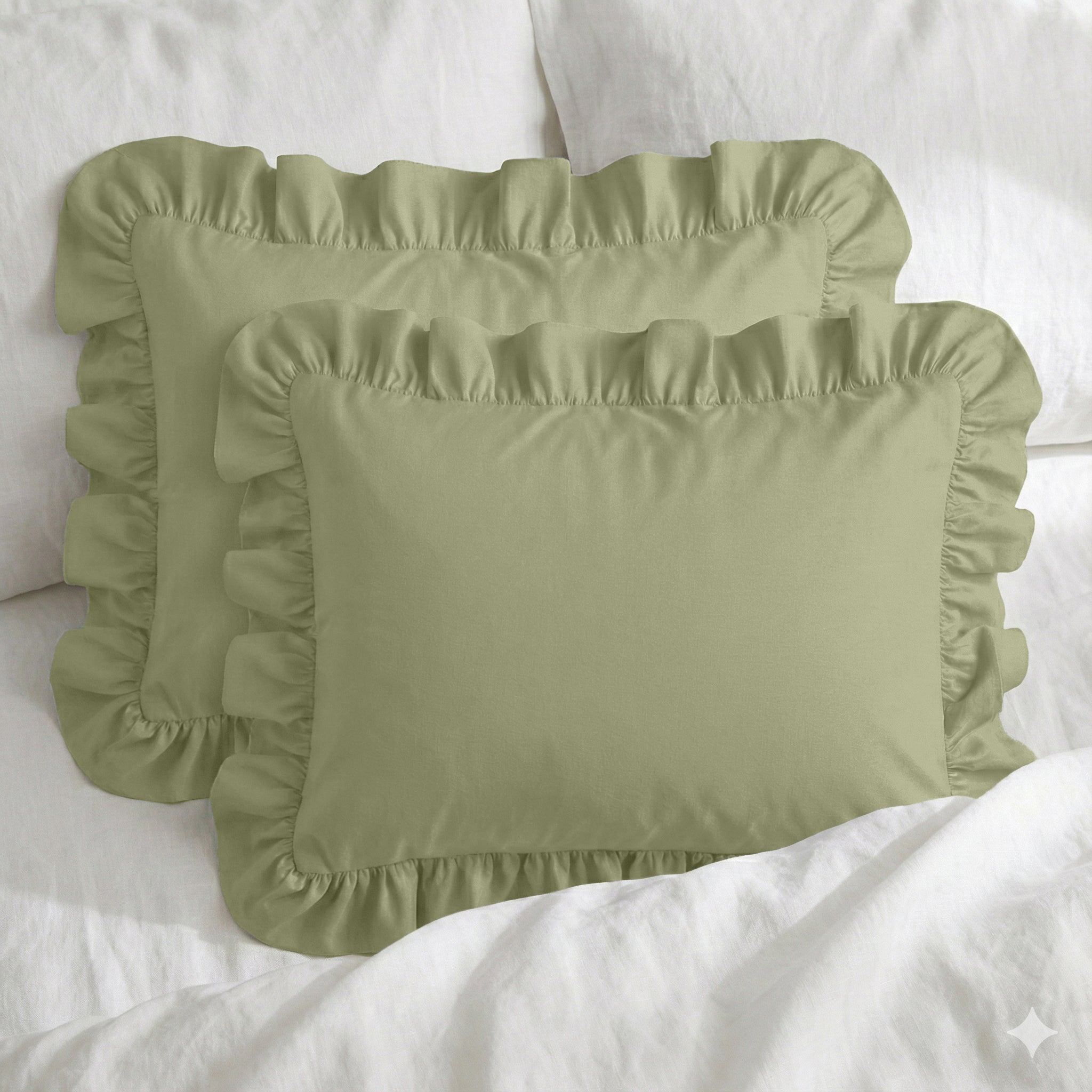 Sabia %100 Pamuk Fırfırlı Yastık Kılıfı Seti - 50x60 cm